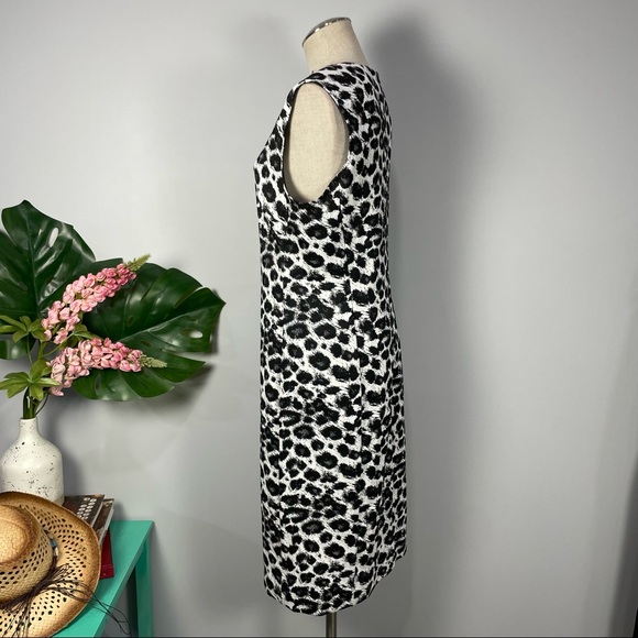 NATORI snow leopard print midi dress Sz 12 - Picture 13 of 15